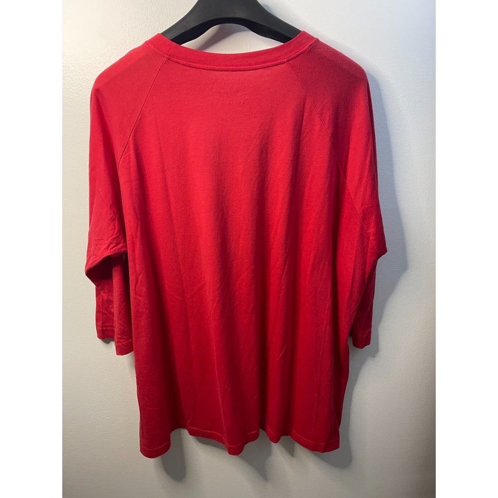 21 Threads Gangsta Wrapper Christmas Raglan Baseball Tee Red White 3XL Plus Size - Picture 2 of 6